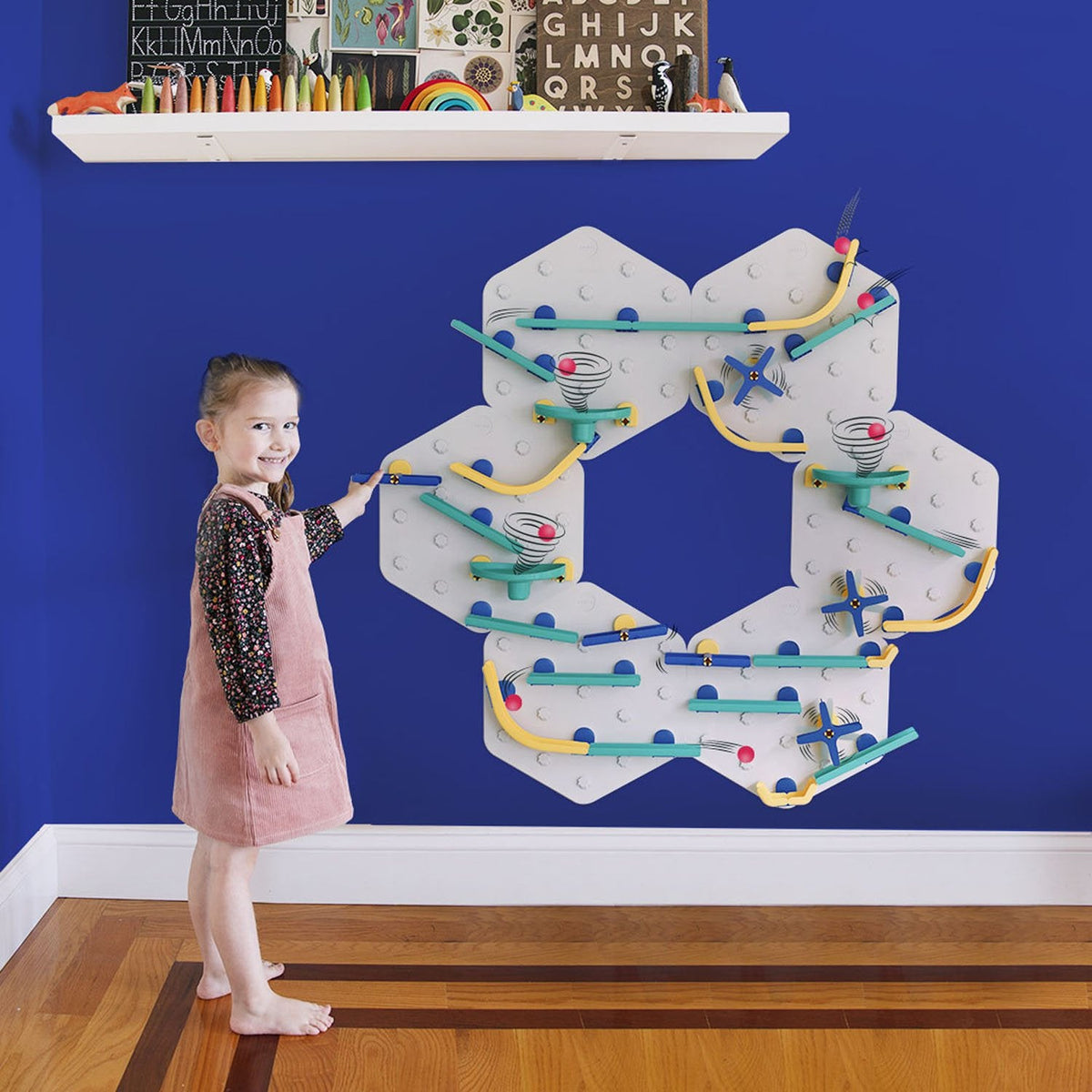 VertiPlay STEM Marble Run: Crayon Edition Ultra Fun Play Wall: 6 Mat Bases