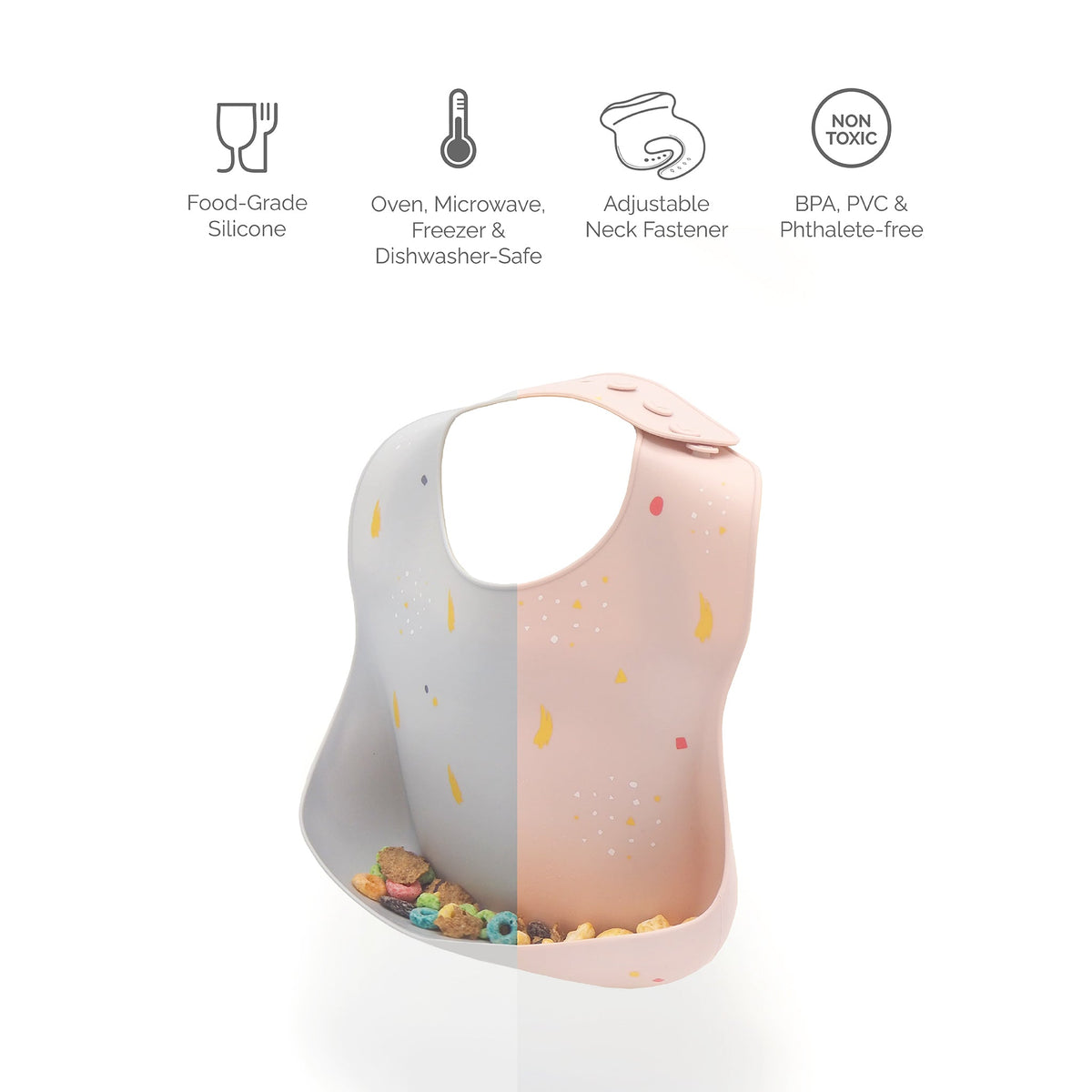 Baby Silicone Bib: Grapefruit Pink