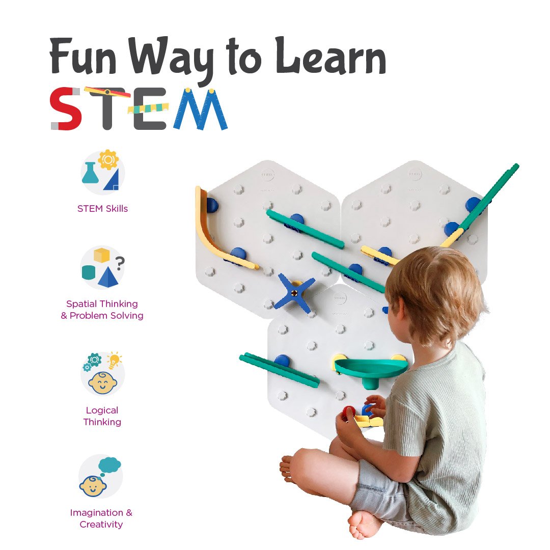 VertiPlay STEM Marble Run: Crayon Edition Triple Fun Set of 3