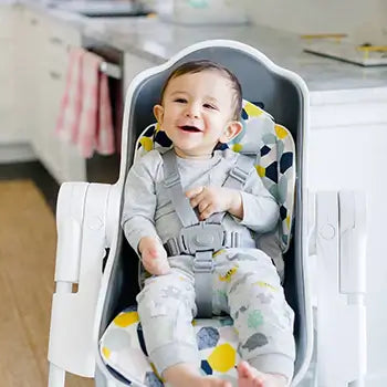 "I love that it reclines back so that Aren can relax and drink a bottle in it as well! It's also super easy to clean which is so handy if you have a child that insists on rubbing sweet potatoes all over his face"