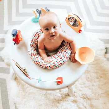 "We have loved adding the @loveoribel activity center to our family! Henri loves it and it’s so nice to see him interact with it and stimulate his development while I have some one on one time with Miles."