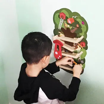 "My four year old truly loves this toy. He uses it daily what little boy doesn't like cars and a track. It's become a favorite for play dates, highly recommend for children one year and older. We have moved it twice and no issue with either wall very high quality product."