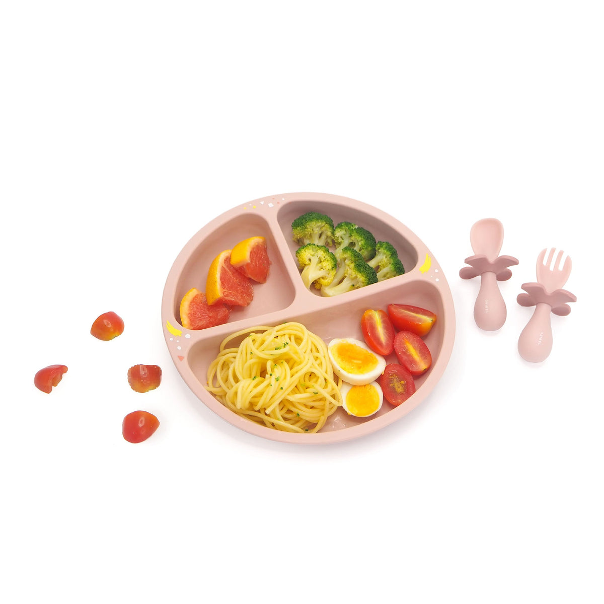 Baby Plate Fork & Spoon: Grapefruit Pink