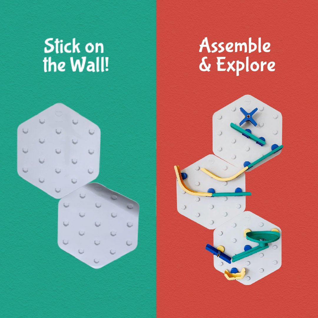 VertiPlay STEM Marble Run: Crayon Edition Ultra Fun Play Wall: 6 Mat Bases